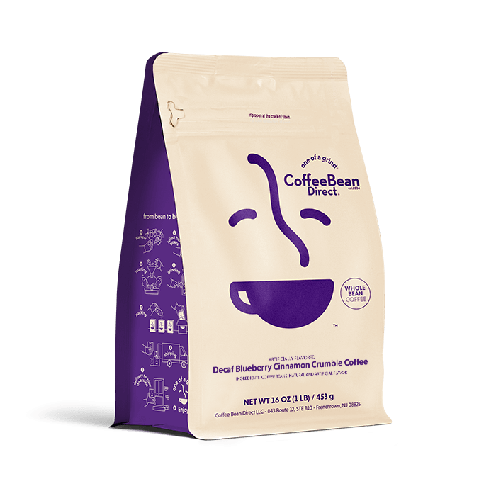 Coffee Bean Direct Deaf Blueberry Cinnamon Crumble flavored coffee 1-lb bag