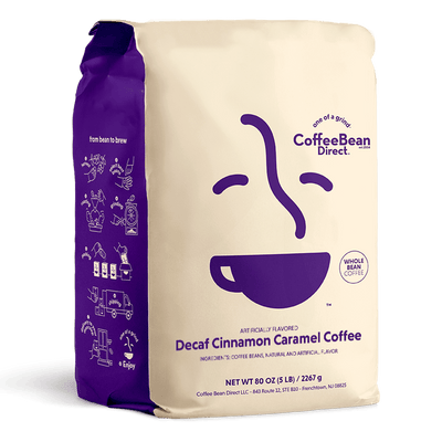 Coffee Bean Direct Decaf Cinnamon Caramel flavored coffee 5-lb bag