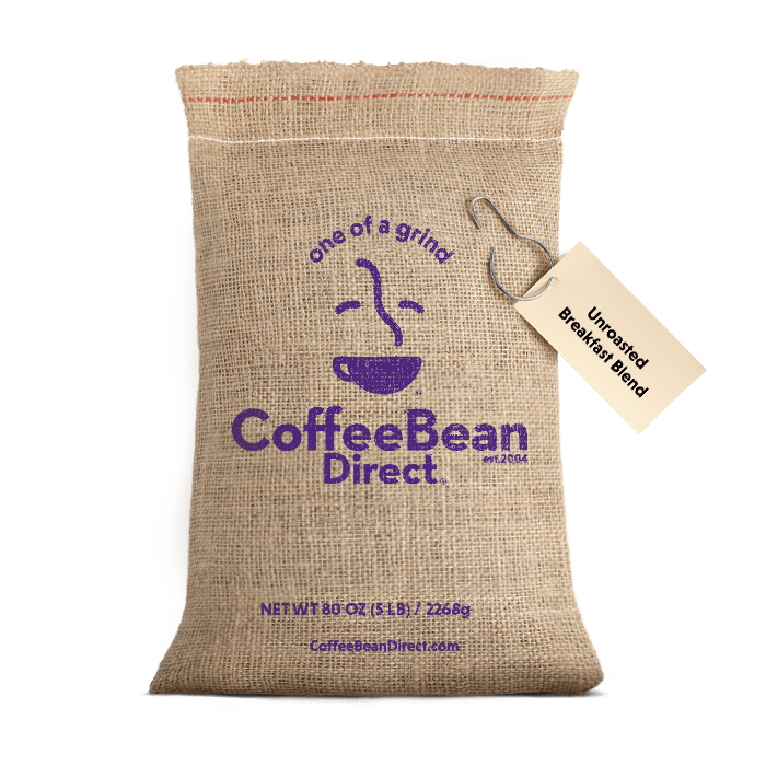 Coffee Bean Direct Unroasted Breakfast Blend 5lb burlap