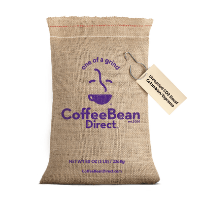 Coffee Bean Direct Unroasted CO2 Decaf Colombian/Espresso 5lb burlap