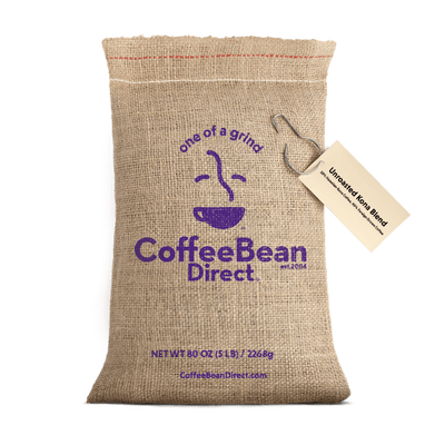 Coffee Bean Direct Unroasted Kona Blend 5lb burlap